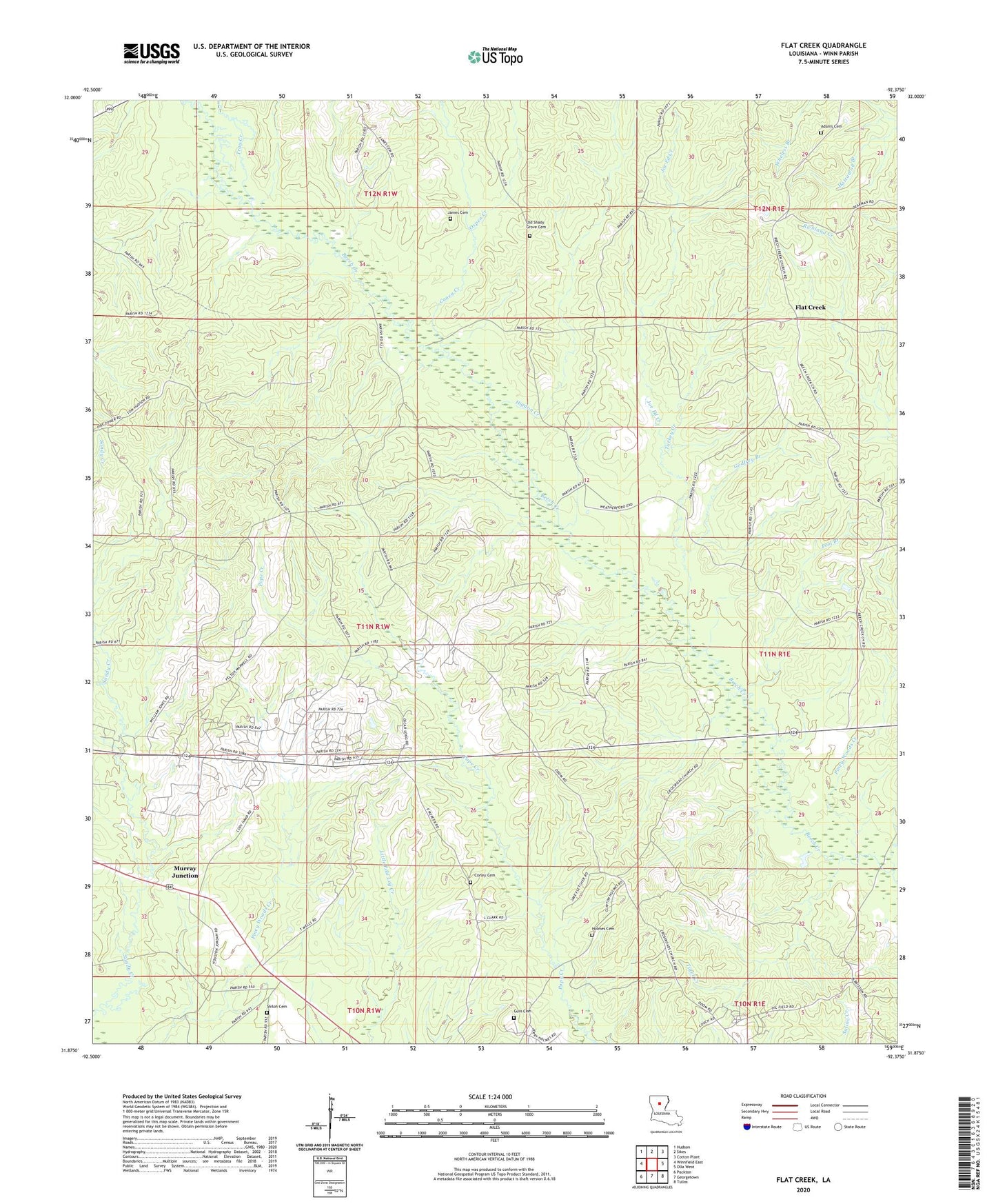 Flat Creek Louisiana US Topo Map Image