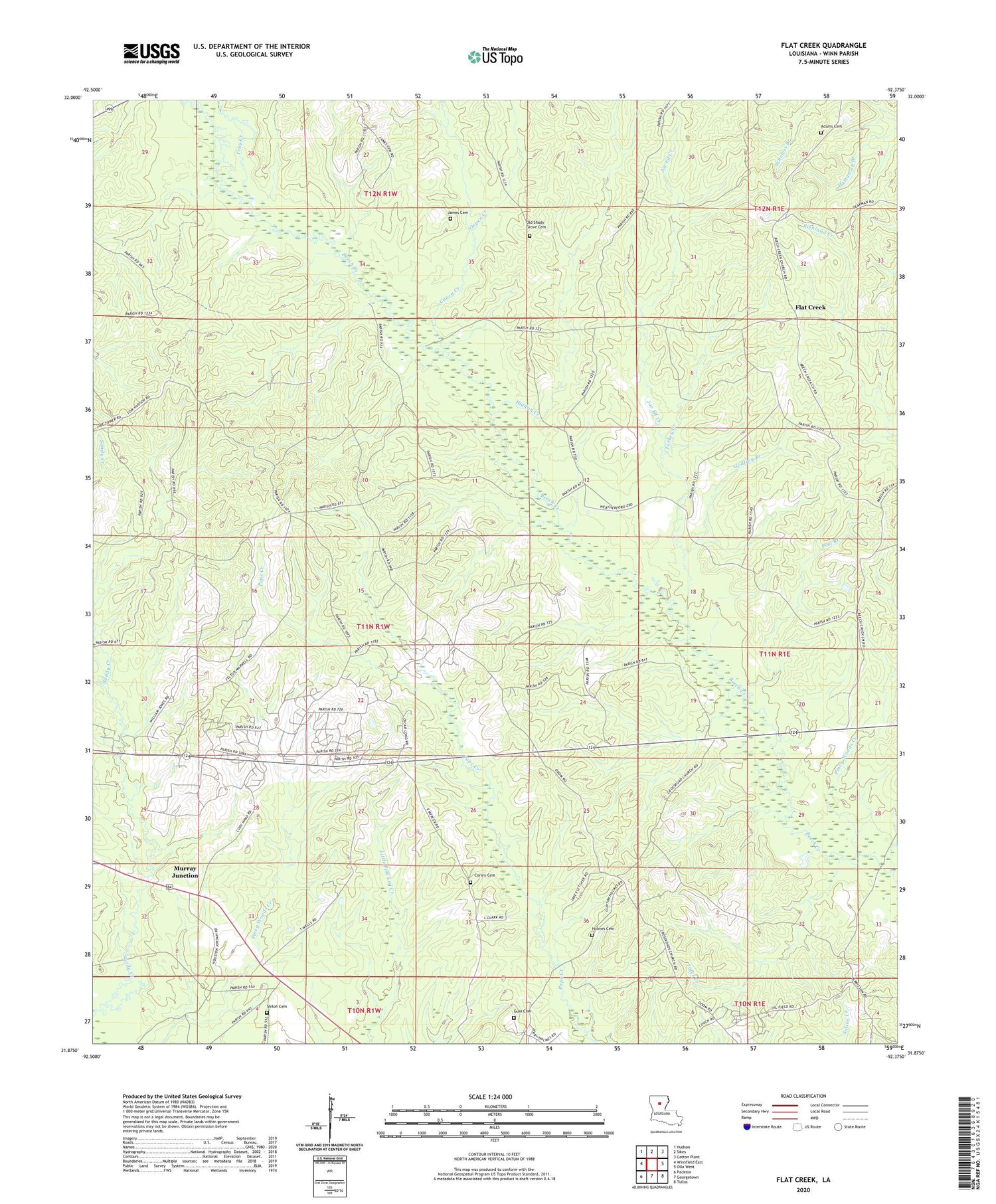 Flat Creek Louisiana US Topo Map Image