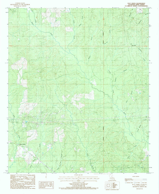 Classic USGS Flat Creek Louisiana 7.5'x7.5' Topo Map Image