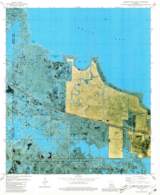 Classic USGS Floating Turf Bayou Louisiana 7.5'x7.5' Topo Map Image