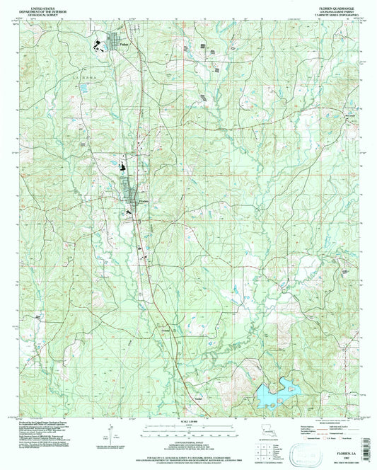 Classic USGS Florien Louisiana 7.5'x7.5' Topo Map Image