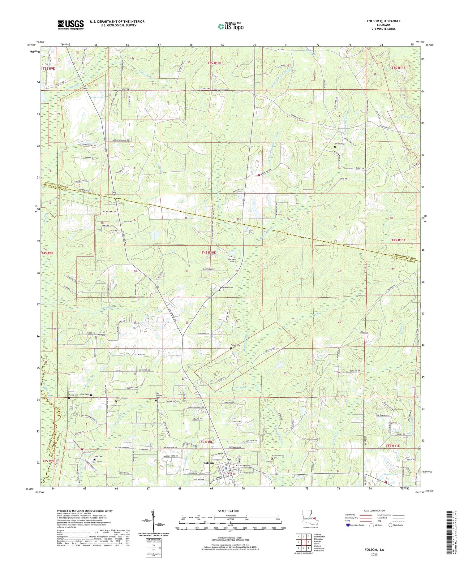 Folsom Louisiana US Topo Map Image