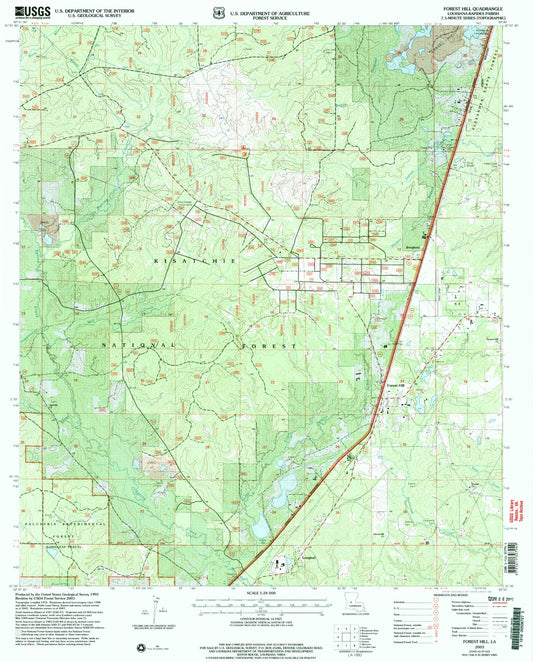 Classic USGS Forest Hill Louisiana 7.5'x7.5' Topo Map Image