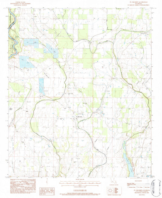Classic USGS Fort Necessity Louisiana 7.5'x7.5' Topo Map Image