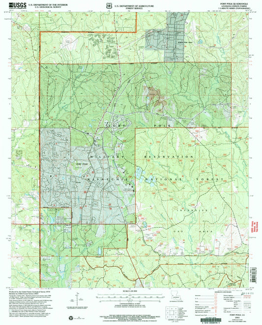 Classic USGS Fort Polk Louisiana 7.5'x7.5' Topo Map Image