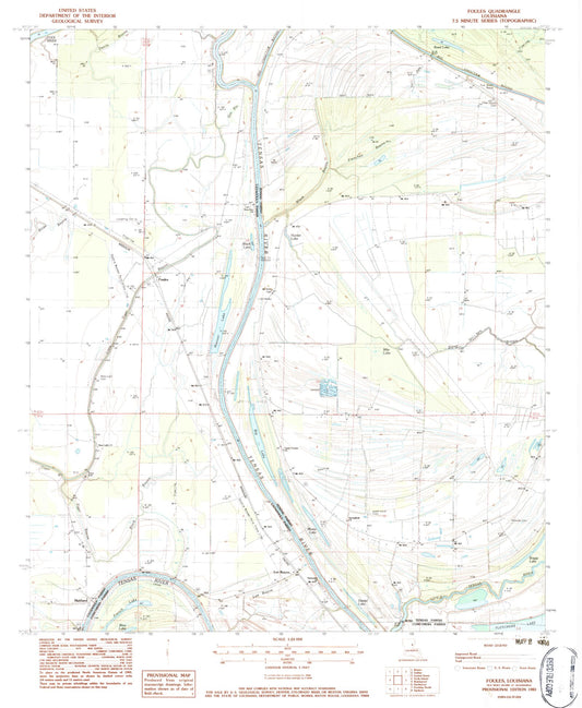 Classic USGS Foules Louisiana 7.5'x7.5' Topo Map Image