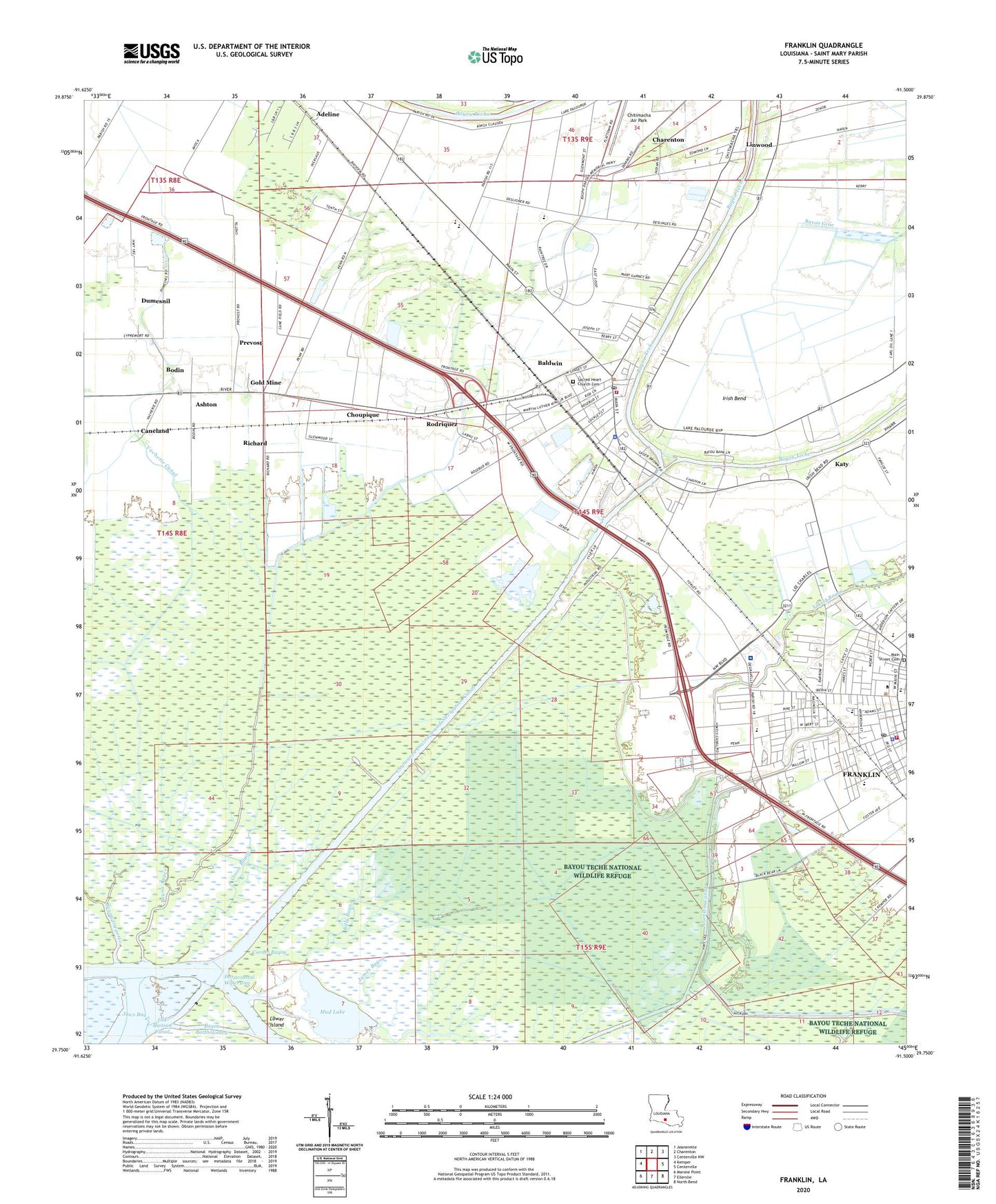 Franklin Louisiana US Topo Map Image