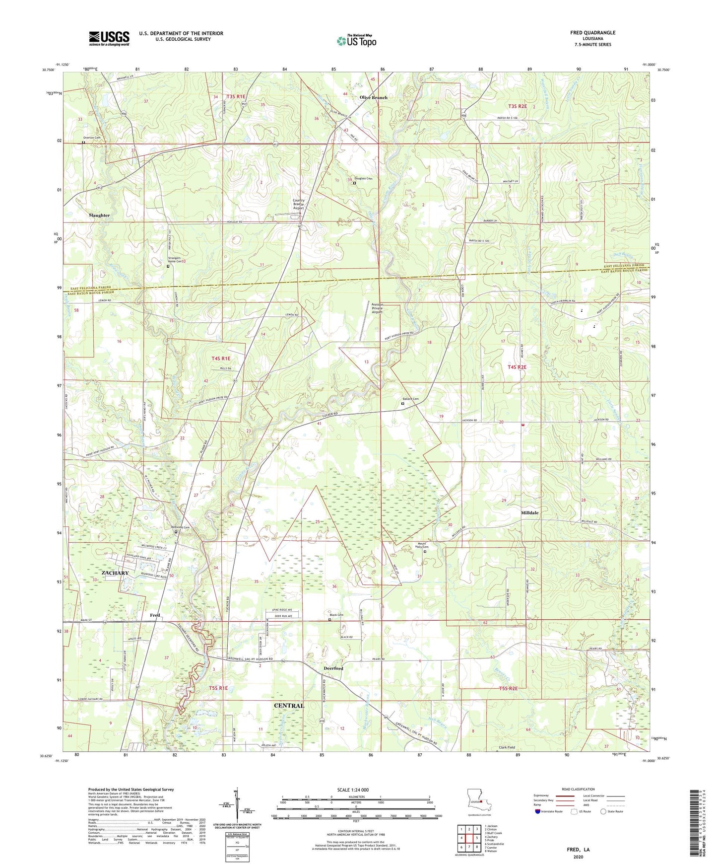 Fred Louisiana US Topo Map Image