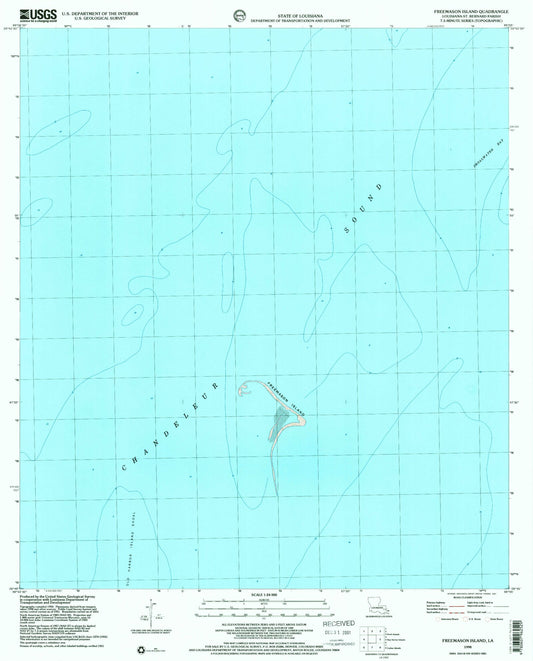 Classic USGS Freemason Island Louisiana 7.5'x7.5' Topo Map Image