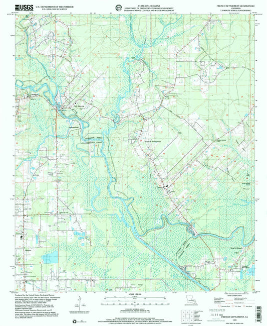 Classic USGS French Settlement Louisiana 7.5'x7.5' Topo Map Image