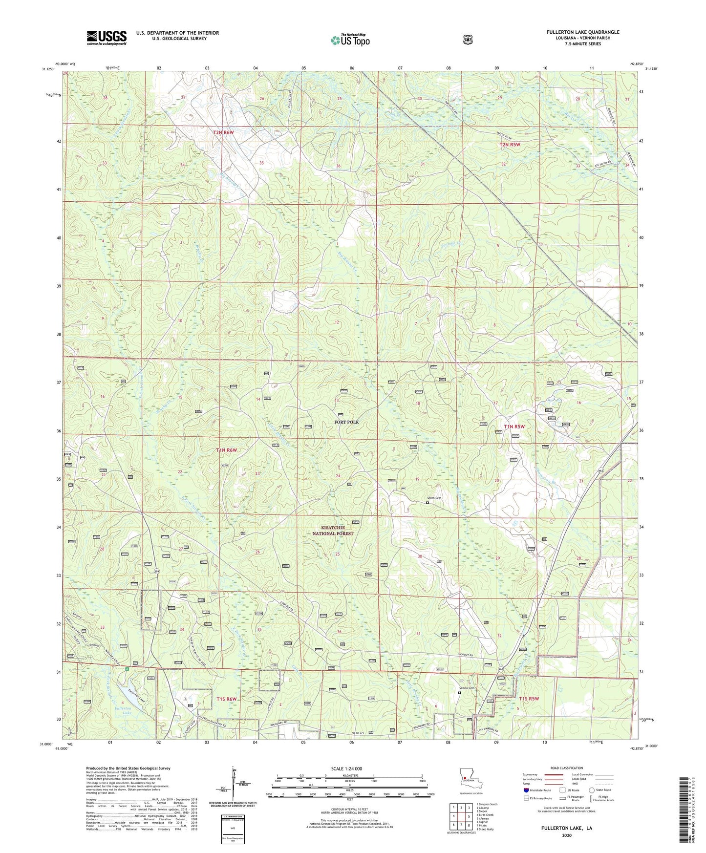 Fullerton Lake Louisiana US Topo Map Image