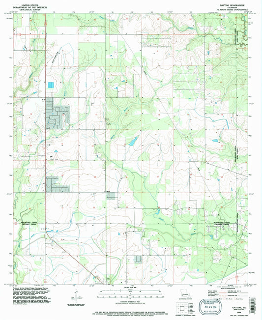 Classic USGS Gaytine Louisiana 7.5'x7.5' Topo Map Image