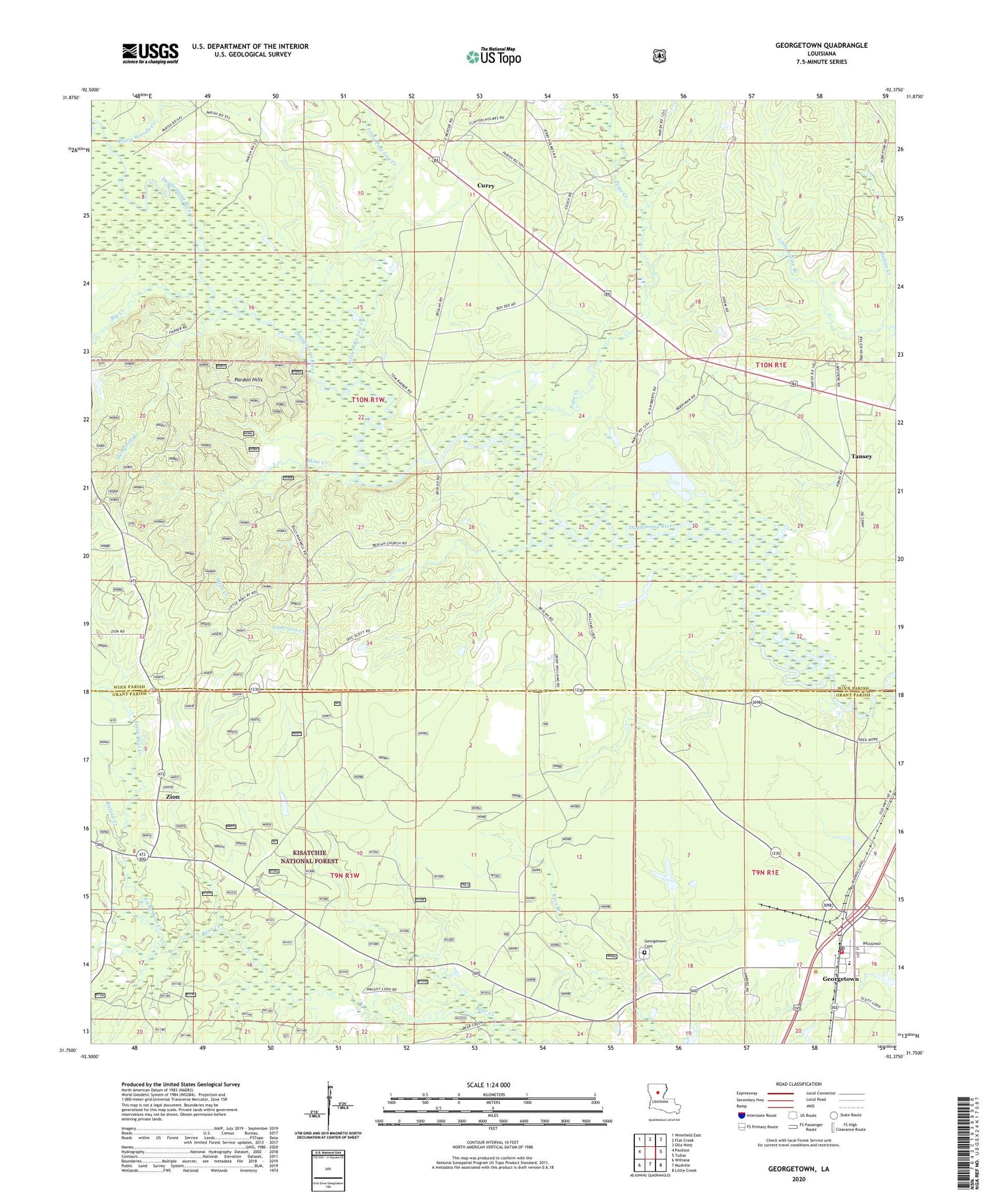 Georgetown Louisiana US Topo Map Image