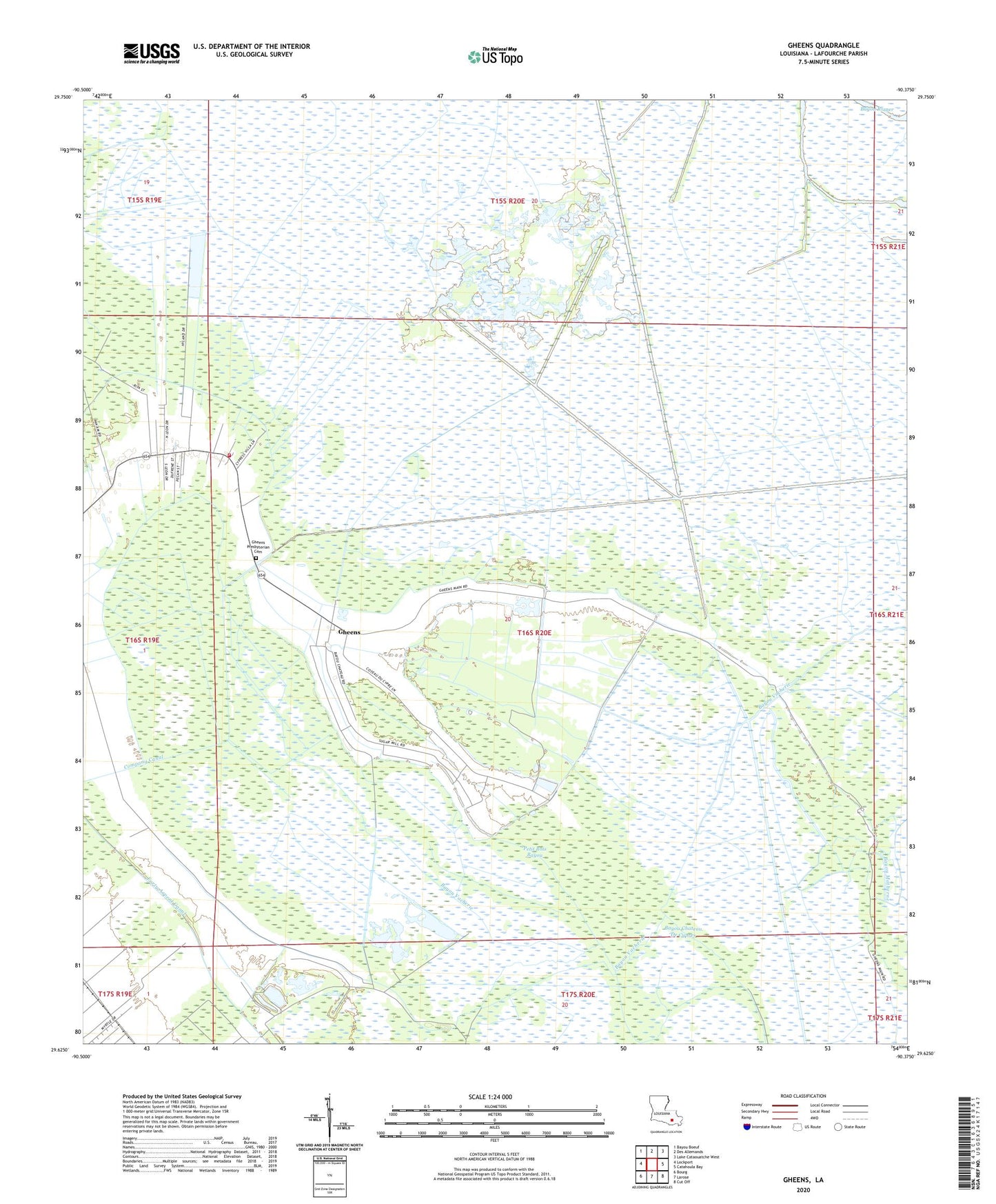 Gheens Louisiana US Topo Map Image