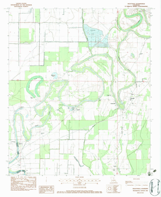 Classic USGS Gilleyville Louisiana 7.5'x7.5' Topo Map Image