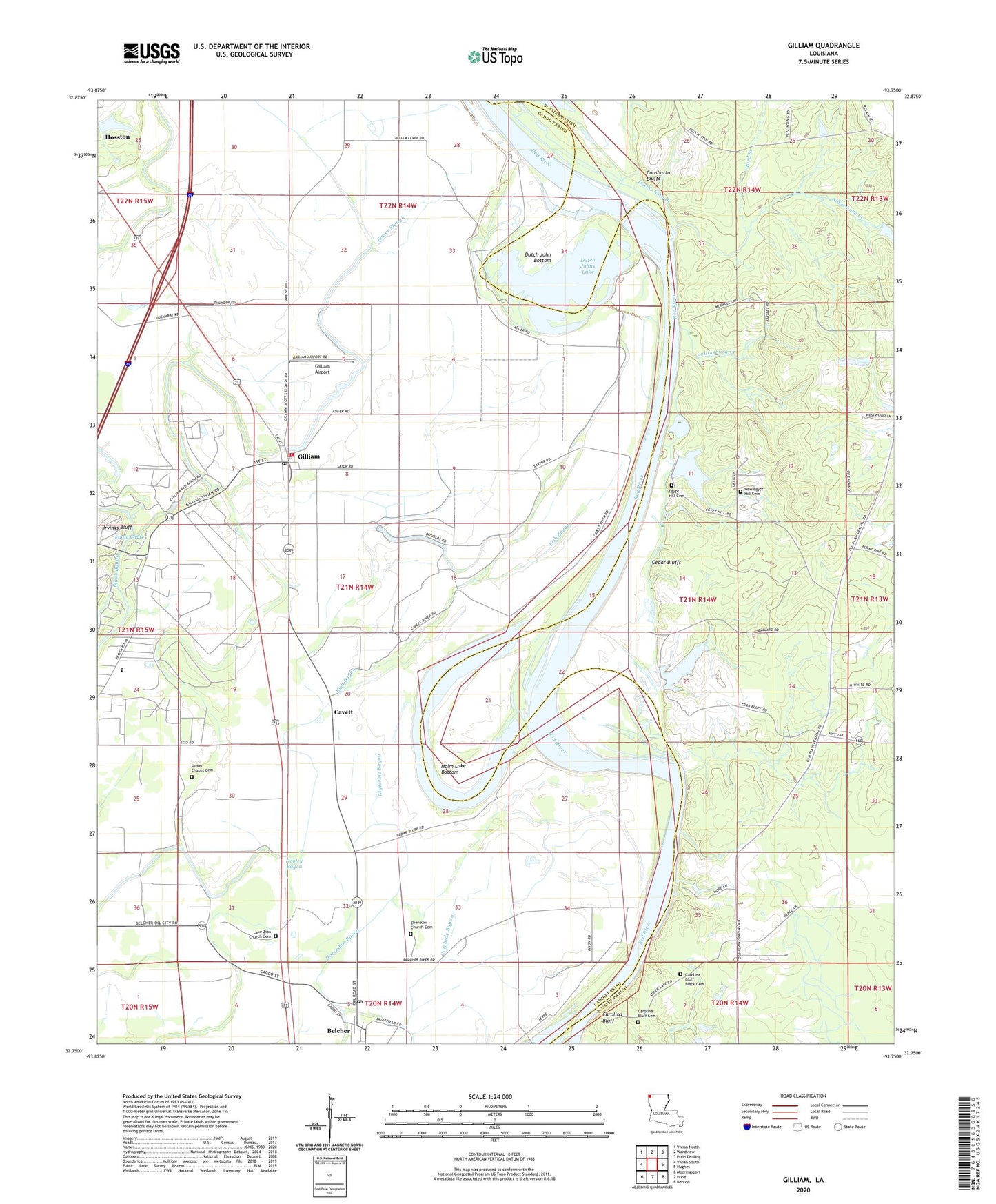 Gilliam Louisiana US Topo Map Image