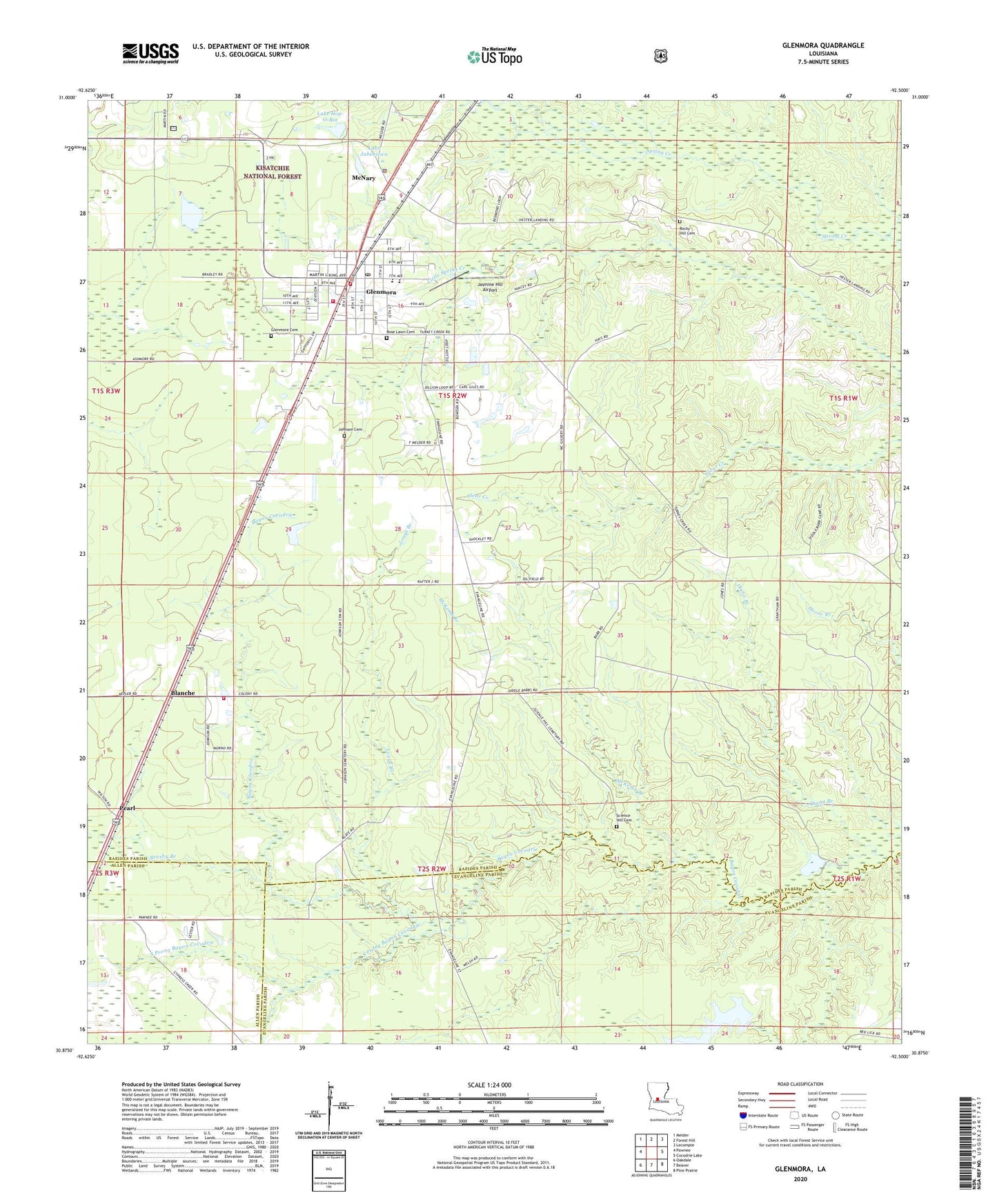 Glenmora Louisiana US Topo Map Image