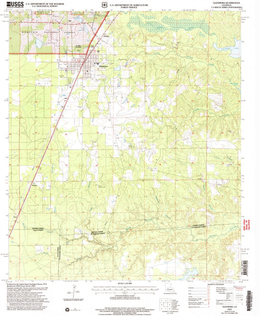 Classic USGS Glenmora Louisiana 7.5'x7.5' Topo Map Image