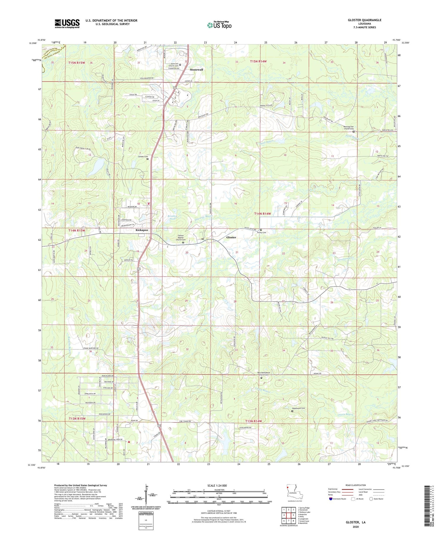 Gloster Louisiana US Topo Map Image
