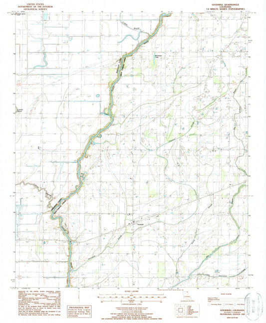 Classic USGS Goodwill Louisiana 7.5'x7.5' Topo Map Image