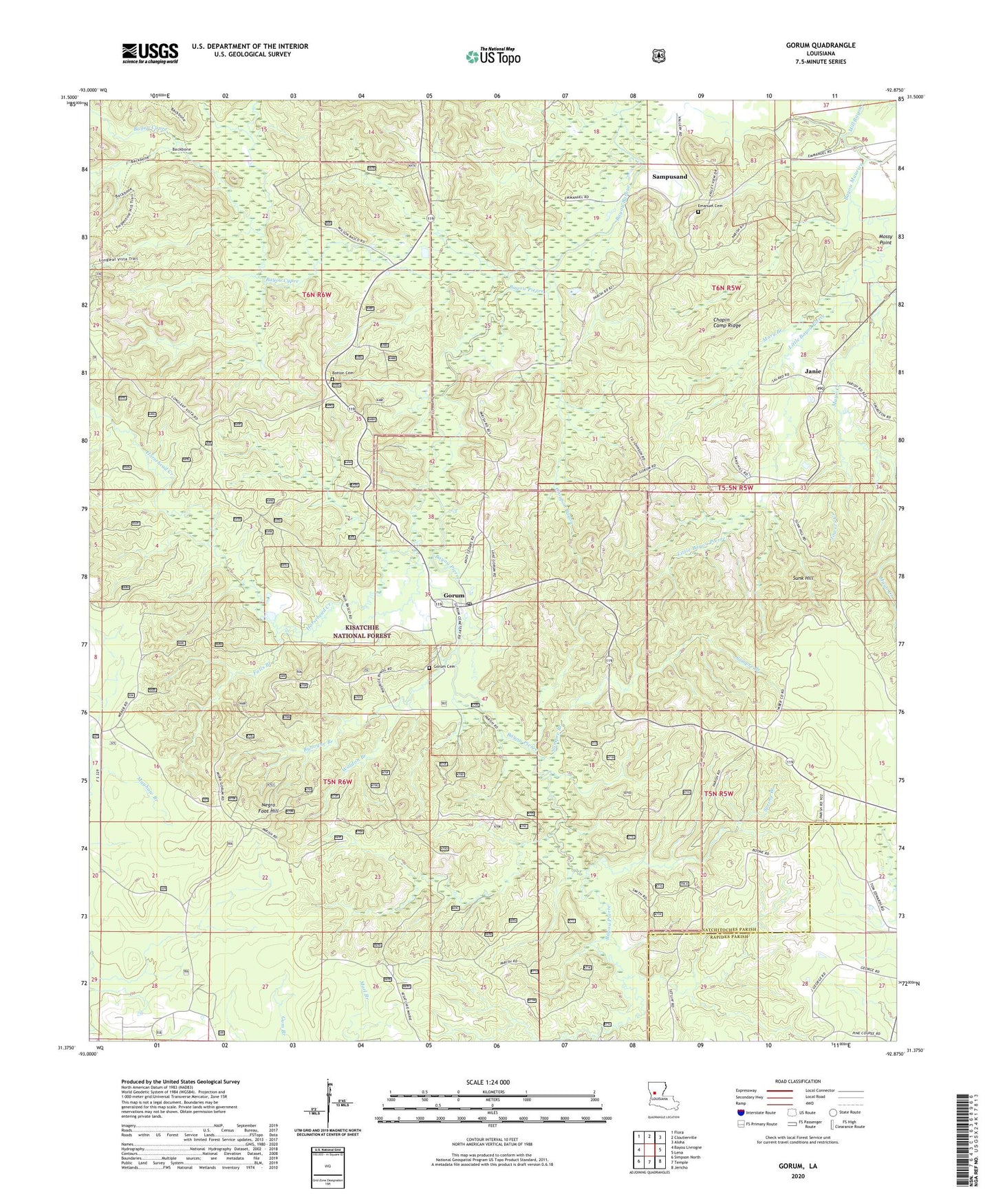 Gorum Louisiana US Topo Map Image