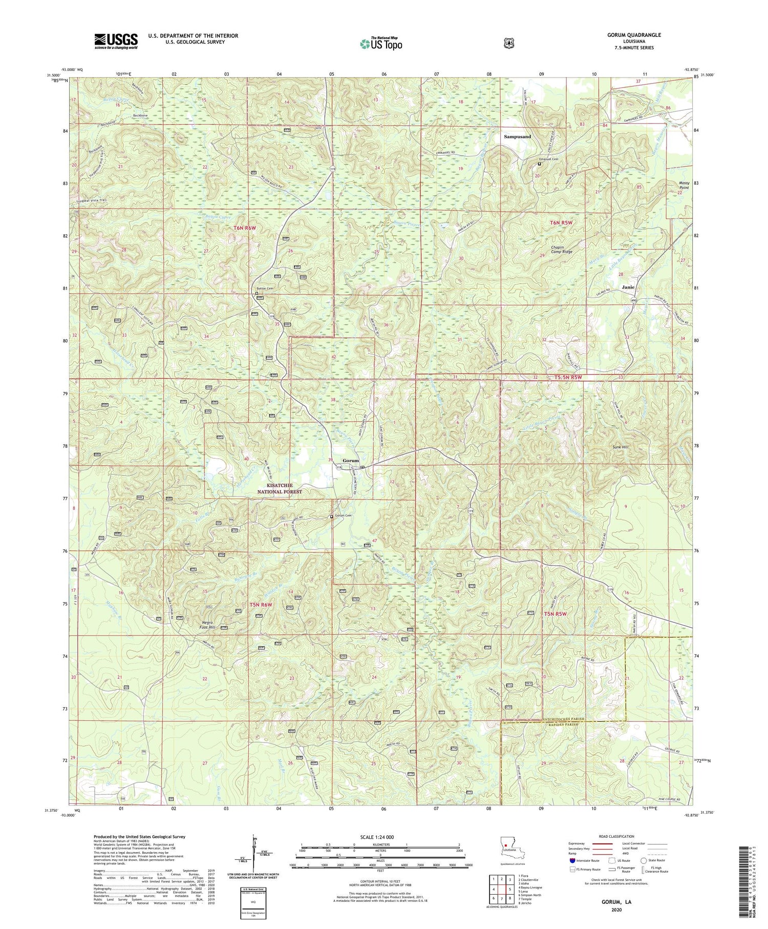 Gorum Louisiana US Topo Map Image