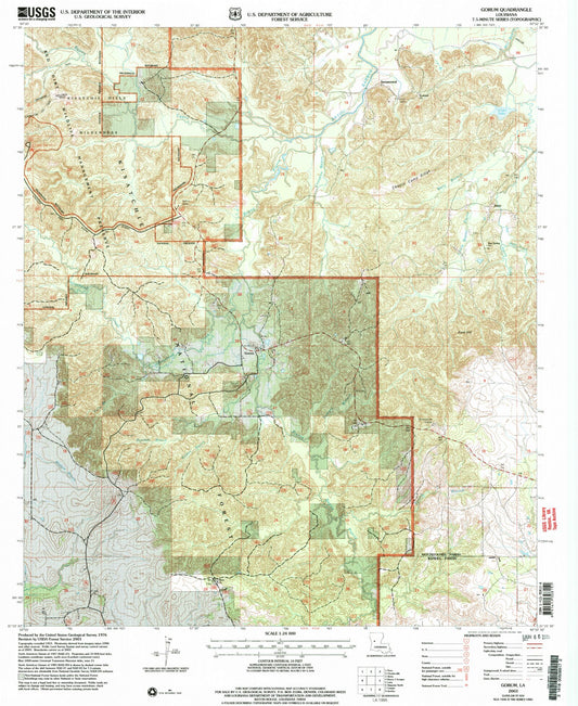 Classic USGS Gorum Louisiana 7.5'x7.5' Topo Map Image