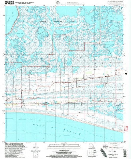 Classic USGS Grand Bayou Louisiana 7.5'x7.5' Topo Map Image