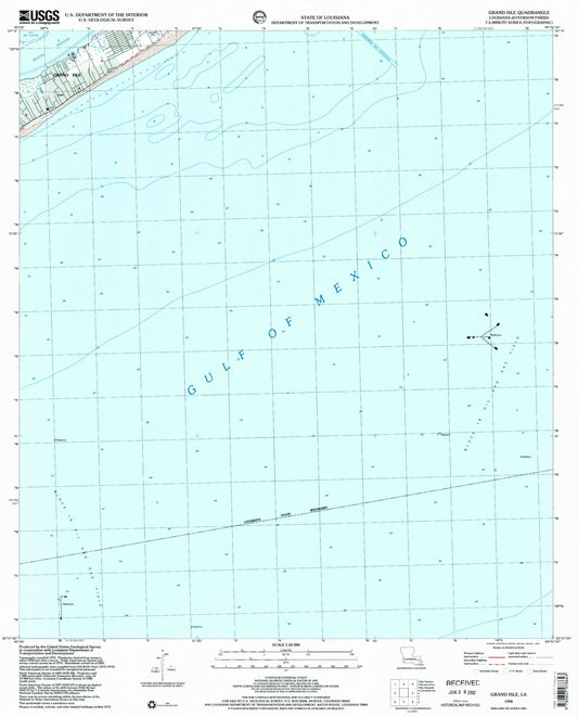 Classic USGS Grand Isle Louisiana 7.5'x7.5' Topo Map Image