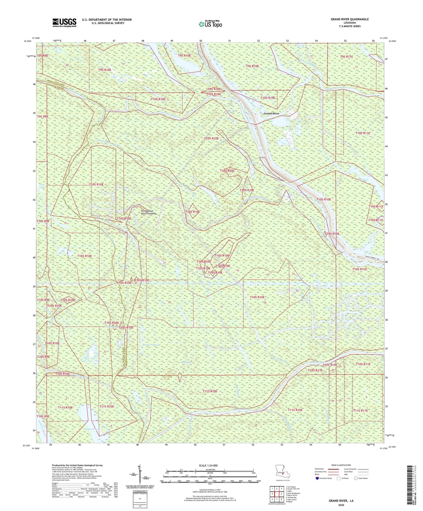 Grand River Louisiana US Topo Map Image