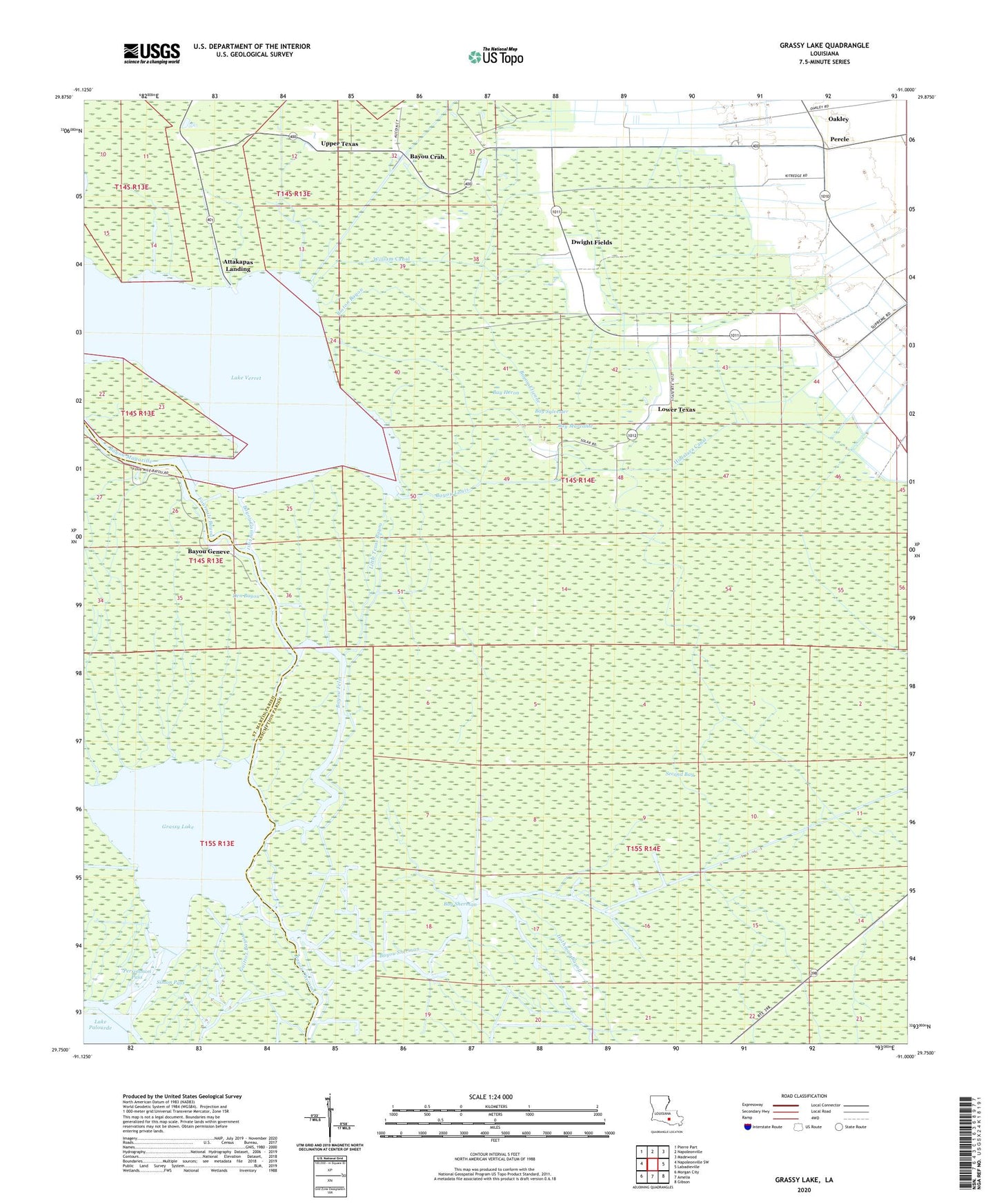 Grassy Lake Louisiana US Topo Map Image