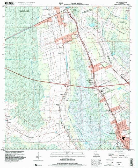 Classic USGS Gray Louisiana 7.5'x7.5' Topo Map Image