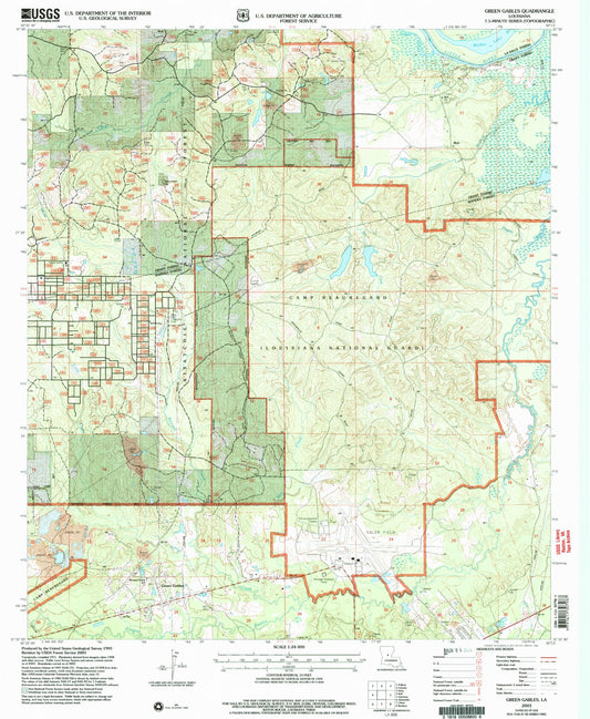 Classic USGS Green Gables Louisiana 7.5'x7.5' Topo Map Image