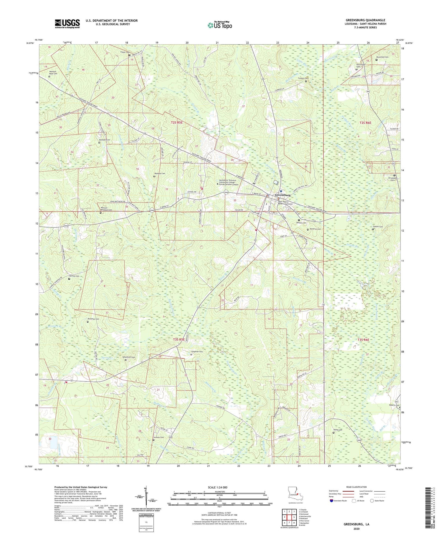 Greensburg Louisiana US Topo Map Image