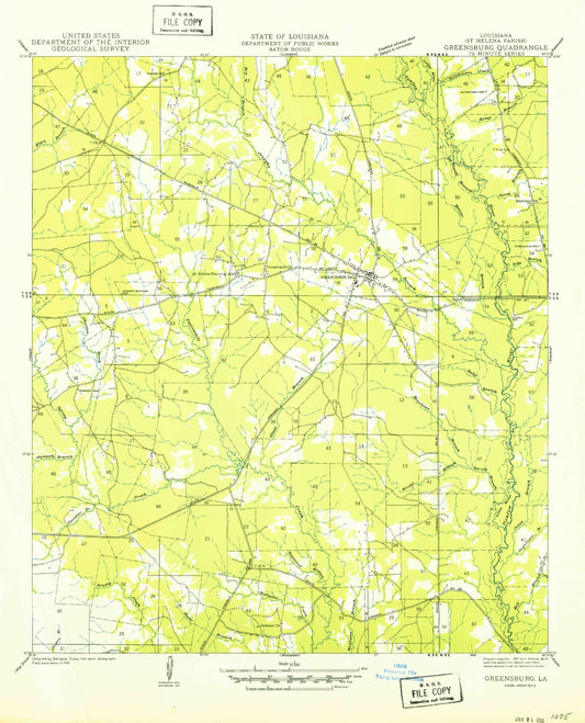 Classic USGS Greensburg Louisiana 7.5'x7.5' Topo Map Image
