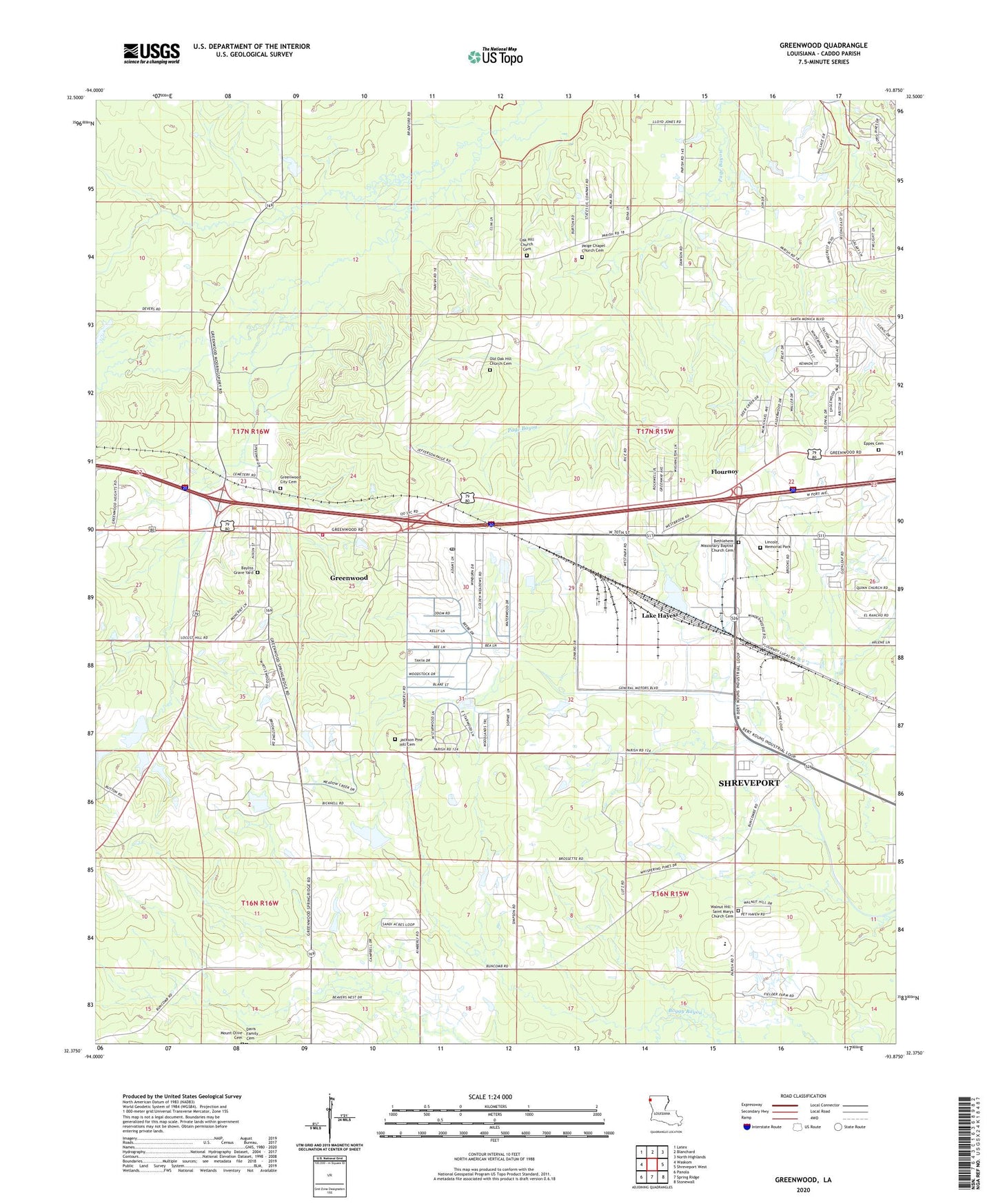 Greenwood Louisiana US Topo Map Image