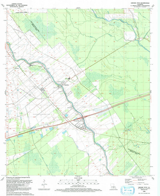 Classic USGS Grosse Tete Louisiana 7.5'x7.5' Topo Map Image