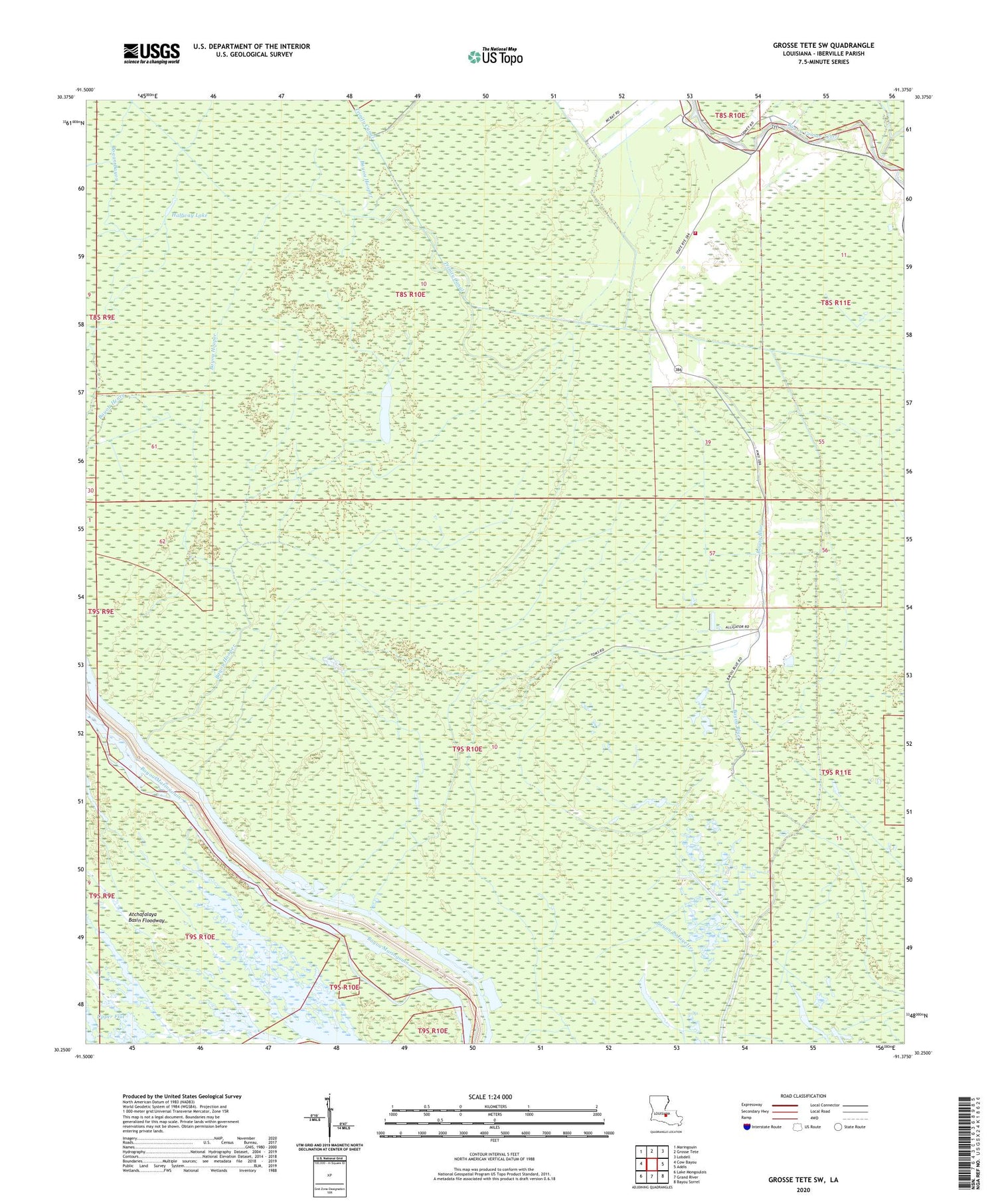 Grosse Tete SW Louisiana US Topo Map Image