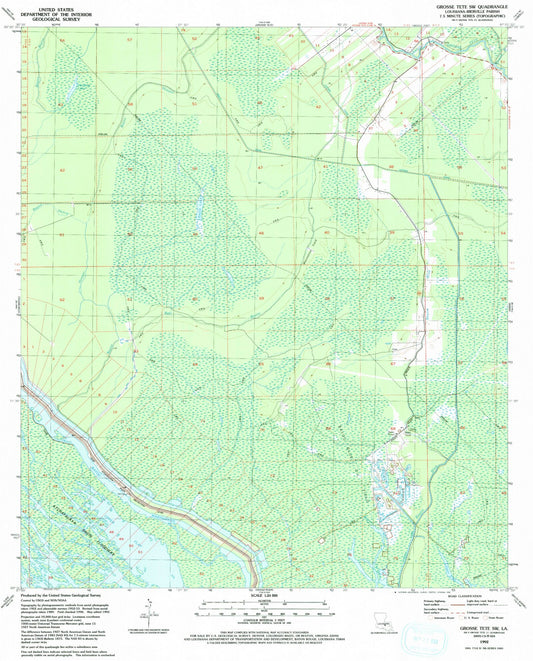 Classic USGS Grosse Tete SW Louisiana 7.5'x7.5' Topo Map Image