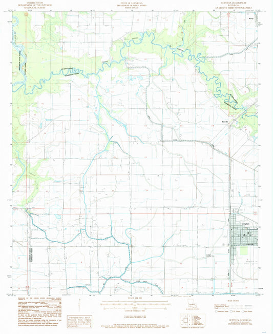 Classic USGS Gueydan Louisiana 7.5'x7.5' Topo Map Image