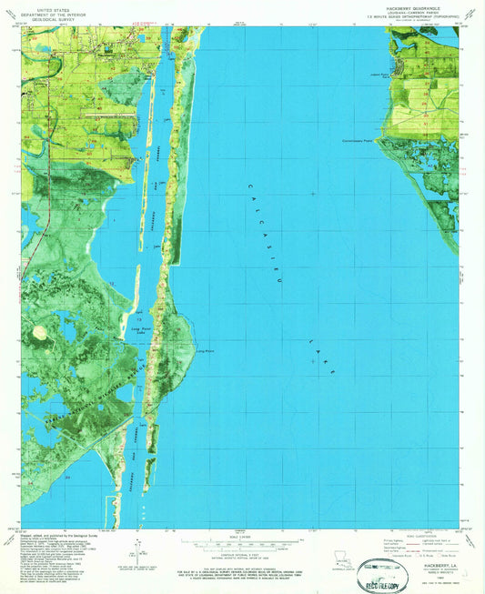 Classic USGS Hackberry Louisiana 7.5'x7.5' Topo Map Image