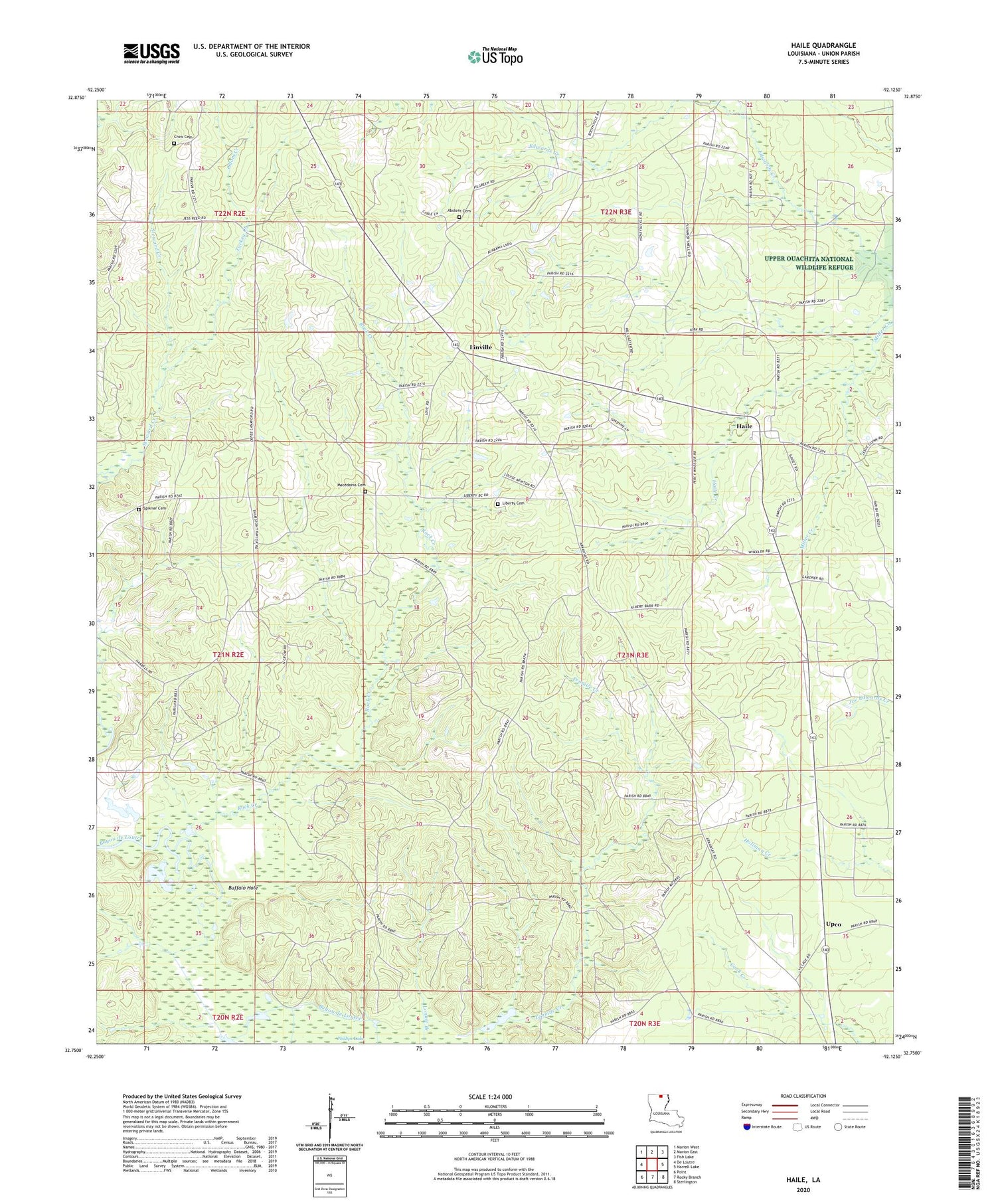 Haile Louisiana US Topo Map Image
