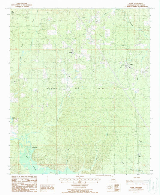 Classic USGS Haile Louisiana 7.5'x7.5' Topo Map Image