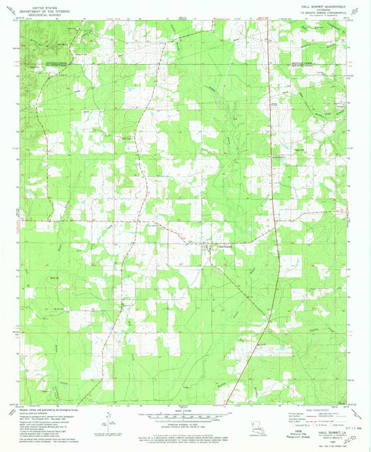 Classic USGS Hall Summit Louisiana 7.5'x7.5' Topo Map Image