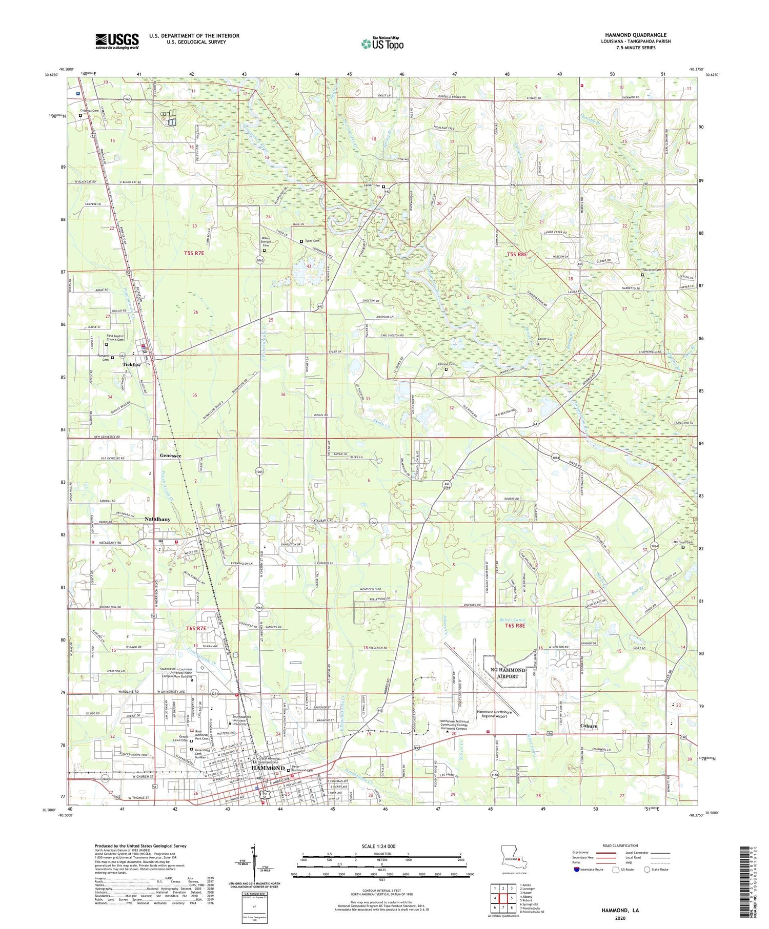 Hammond Louisiana US Topo Map Image