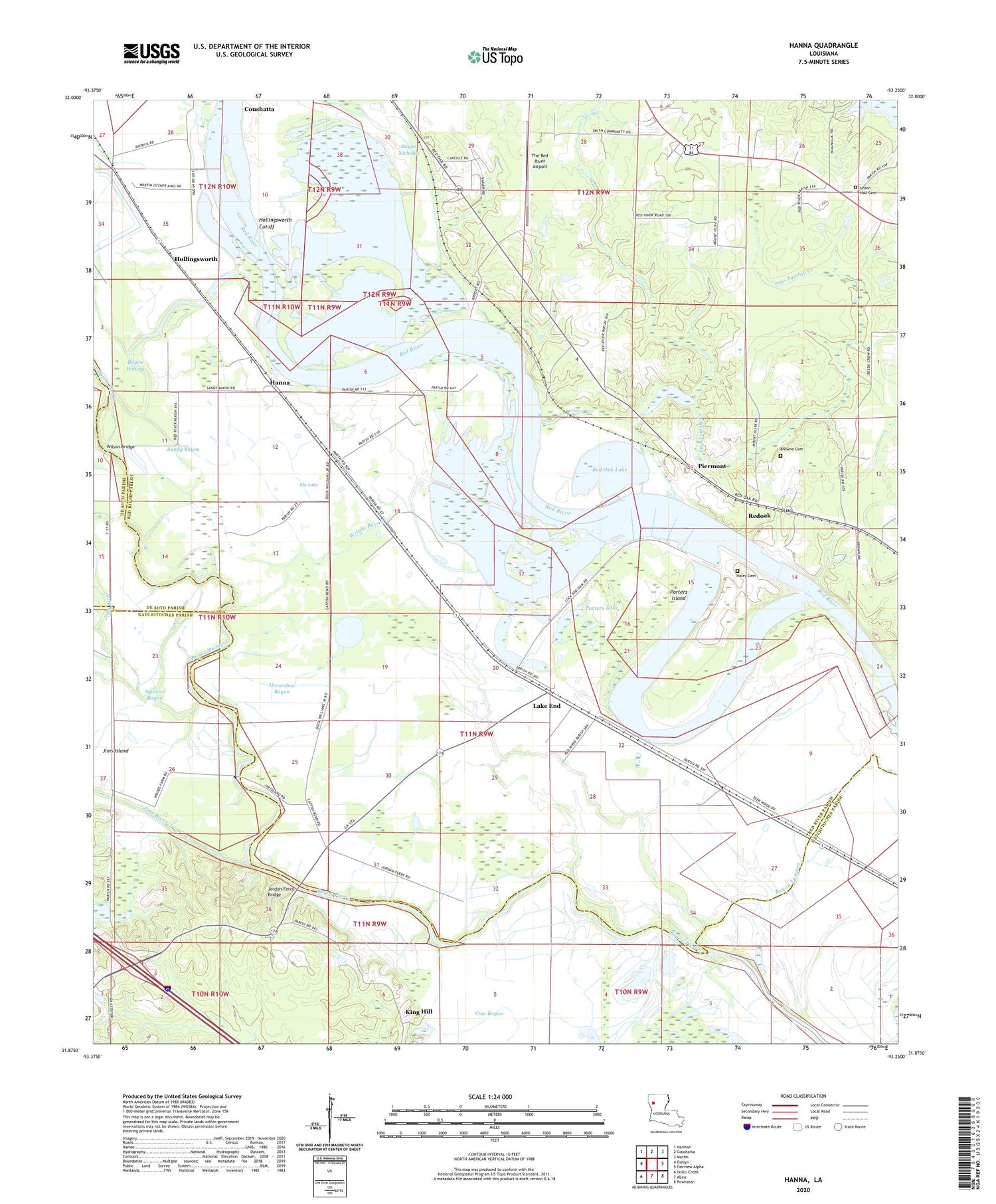 Hanna Louisiana US Topo Map Image