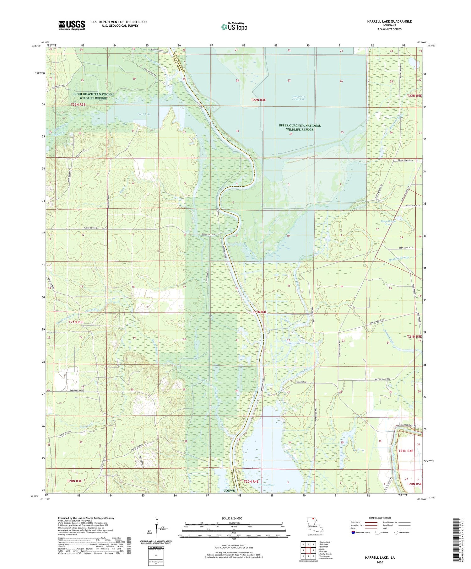 Harrell Lake Louisiana US Topo Map Image