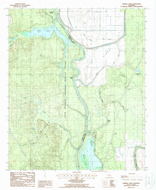 Classic USGS Harrell Lake Louisiana 7.5'x7.5' Topo Map Image