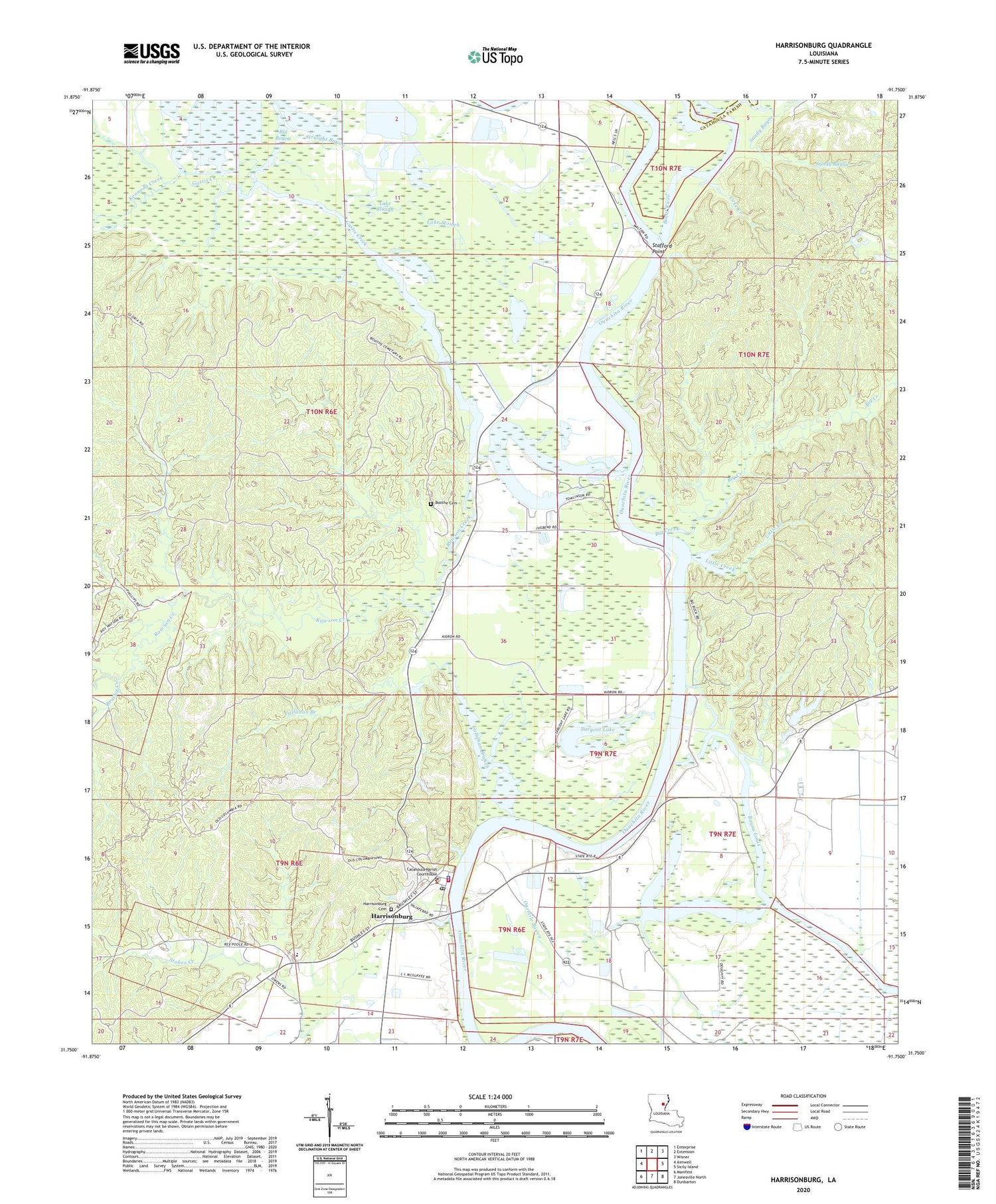 Harrisonburg Louisiana US Topo Map Image