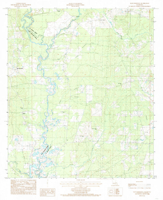 Classic USGS Hatchersville Louisiana 7.5'x7.5' Topo Map Image